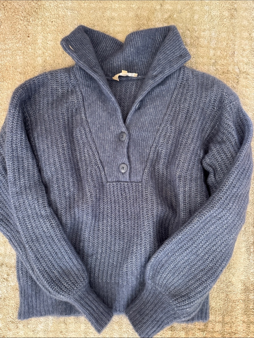 Sezane Cozy Shawl Collar Pullover Sweater - Blue